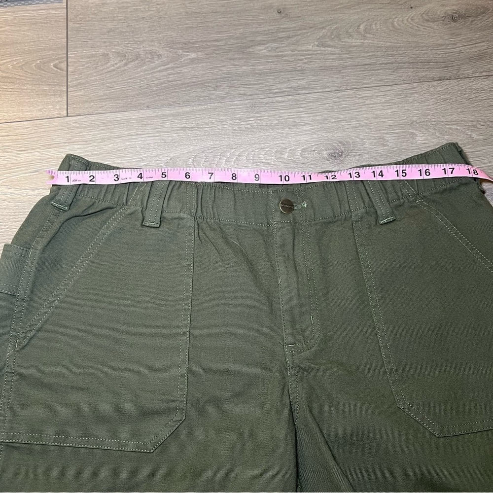 NWT Carhartt Women’s Rugged Flex Canvas Work Short Relaxed Fit Basil - Picture 13 of 15